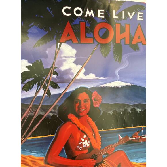 Michael Cassidy Hawaii's Big Island Art Poster 35" Come Live Aloha Retro Tiki - Picture 6 of 10